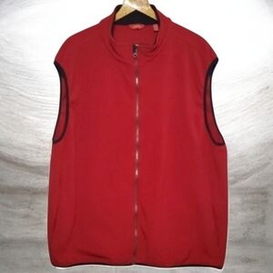 Izod Jacket men's size XXL 2X-large red Vest zippered Flexible Fabric Black Trim